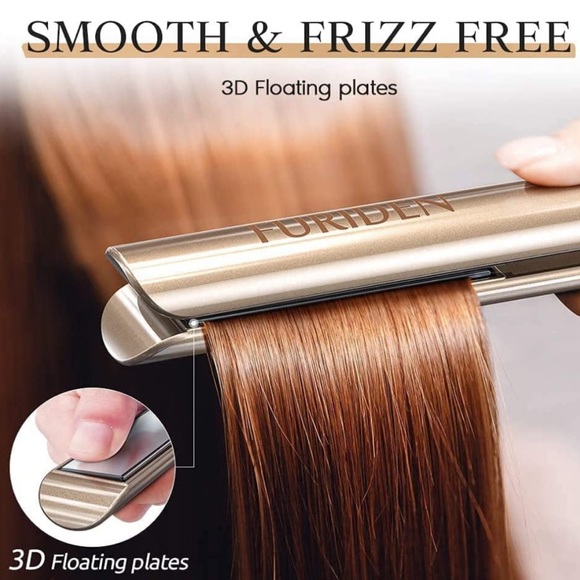 Gold Hair Straightener and Curler 2 in 1, Flat Iron Curling Iron in One, 1 inch - Picture 7 of 13